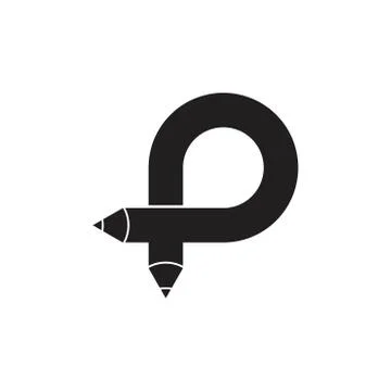 Letter p pencil shape logo vector Stock Illustration