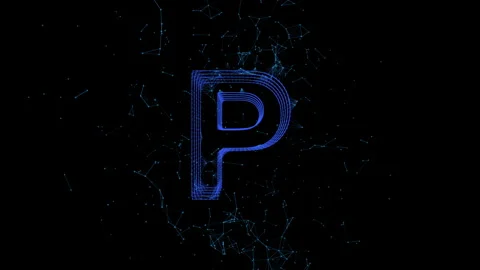 Letter P Plexus Line And Dots Connection on Dark Background Stock Footage 346116027