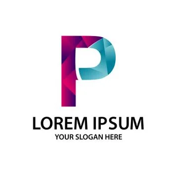 Letter P with polygonal style Illustrazione stock