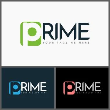 Letter p prime initial logo set text typography Stock Illustration