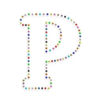 Letter p with pushpin Stock Illustration
