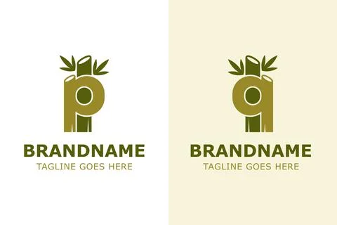 Letter P Q or PI QI Bamboo Modern Logo, resilience, and sustainable innovatio Stock Illustration