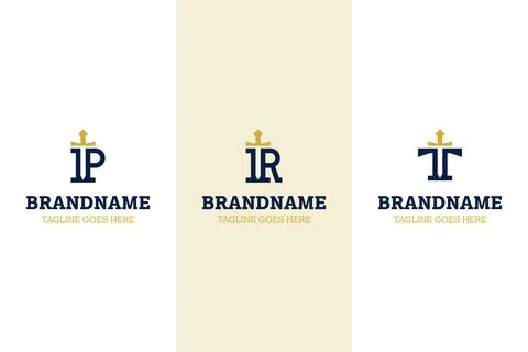 Letter P R T Sword Luxury Logo Set, symbolizing strength, prestige, and tim.. Stock-Illustration