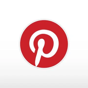 Letter "P" in red circle with shadow. Icon popular social media application f Stock Illustration
