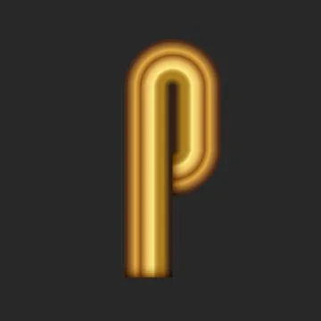Letter P simple 3d logo identity initial from gold gradient, minimal style .. Stock Illustration