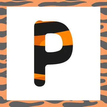 Letter P with tiger pattern Stock Illustration