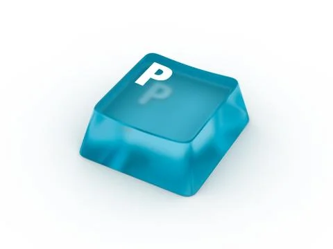 Letter P on transparent keyboard button Stock Illustration