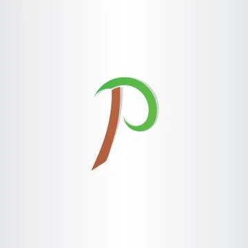 Letter p vecror icon brown green symbol Stock Illustration