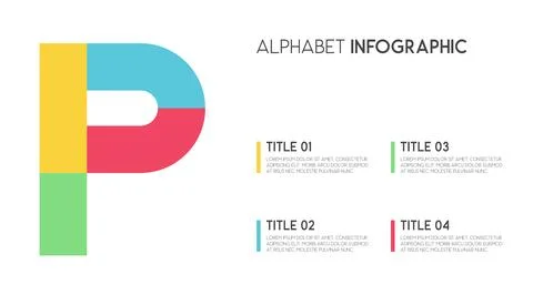 Letter P vector alphabet and other elements for infographics Stock Illustration