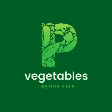 Letter P Vegetables Logo Vector Stock Illustration