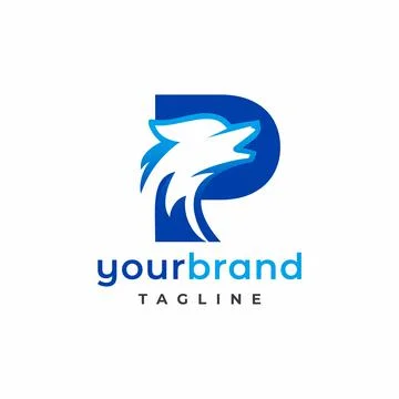 Letter P Wolf Logo Design Vector , Initial Gaming Logo Stock Illustration