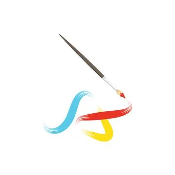 A letter paint brush icon vector concept design template Stock Illustration