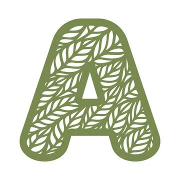Letter A with a pattern of leaves. Stock Illustration
