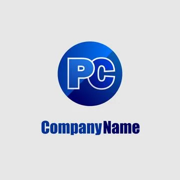 Letter PC Alphabetic Logo Design Template, Simple Logo Concept, Ellipse Sha.. Stock-Illustration