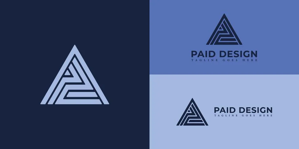 Letter PD or DP initial letters linked triangle shape logo in soft purple color Stock Illustration