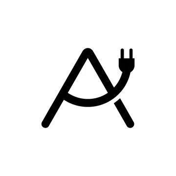Letter A with plug symbol logo template illustration. Stock Illustration