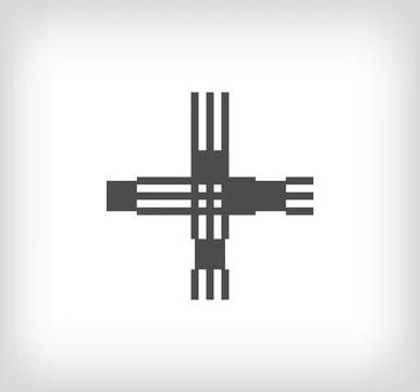 Letter plus sign linear modern logo. The letter is in line strip form. Stock Illustration