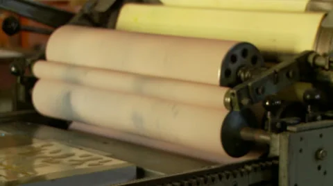Letter Press Machine in Motion 스톡 동영상 33054696