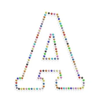 Letter a with pushpin 스톡 일러스트