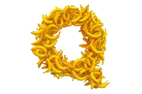 Letter Q from bananas, 3D rendering Stock Illustration