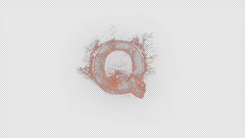 Letter Q in blue fire with alpha channel, alphabet with particles Video stock 263232058