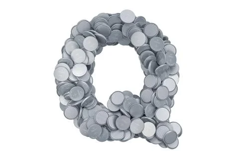 Letter Q from button cells, 3D rendering Stock Illustration