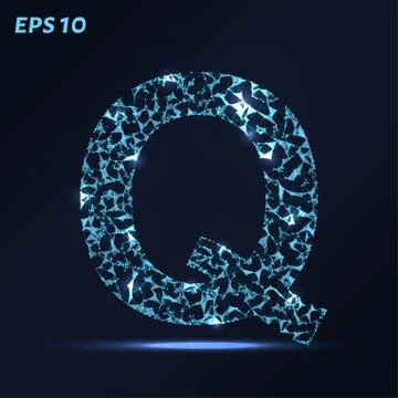 The letter Q consists of points, lines and triangles. Vector illustration. Stock Illustration