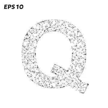 The letter Q consists of points, lines and triangles. Vector illustration. Stock Illustration