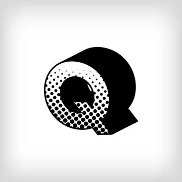 Letter Q with creative shadow, pop art dot design alphabet sign. Stock Illustration