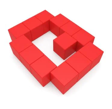 Letter q cubic red Stock Illustration