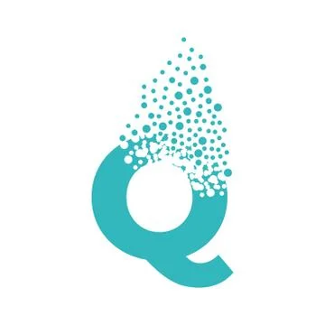 Letter Q dispersing into a cloud of bubbles Stock Illustration