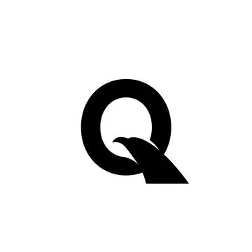 Letter Q eagle logo design. Letter Q initials. Eagle head silhouette negative Stock Illustration