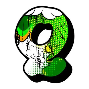 Letter Q filled with comic book explosion, background. Stock Illustration