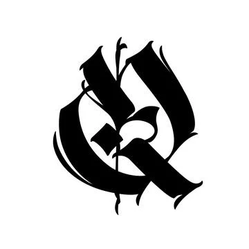 Letter Q, in the Gothic style. Vector. Alphabet. Calligraphy and lettering. M Stock Illustration