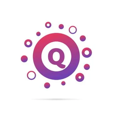 Letter Q with group of dots vector logo icon. Sign design template. Logo design Stock Illustration
