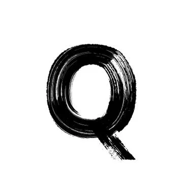 Letter Q hand drawn with dry brush Stock Illustration
