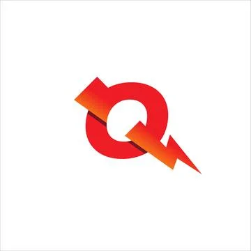 Letter Q Initial Logo Design Template. Alphabet with Thunder Logo Concept. .. Ilustração Stock