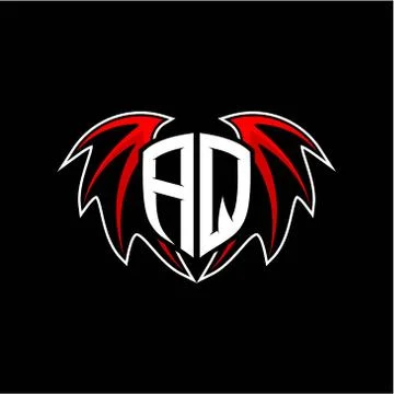 Letter A Q initial vector logo template with a minimalist dragon wing style Stock Illustration