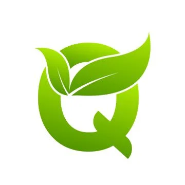 Letter Q with leaf element, Ecology concept Stock Illustration
