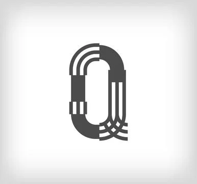 Letter Q linear modern logo. The letter is in line strip form. Stock Illustration