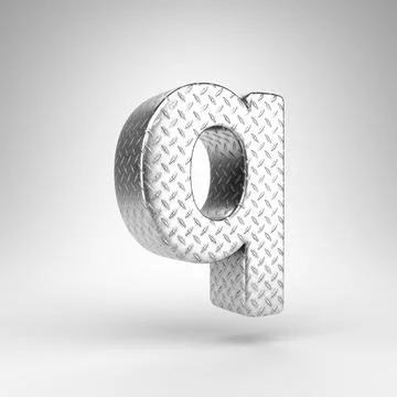 Letter Q lowercase on white background. Aluminium 3D letter with checkered pl イラスト素材