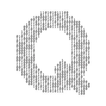 Letter Q made from binary code digits. Technology background Stock Illustration