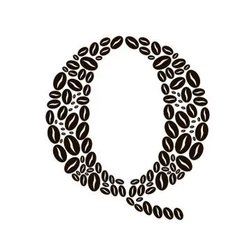 Letter q made of coffee beans vector set 库存插图