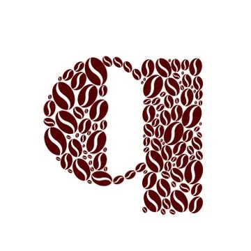 Letter  q  made of coffee beans vector set Stock Illustration