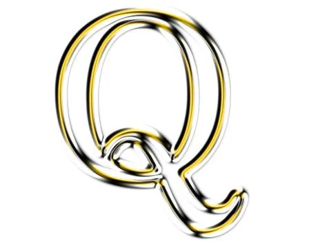 Letter q from metal solid alphabet. Stock Illustration