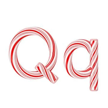 Letter Q Mint Candy Cane Alphabet Collection Striped in Red Christmas Colour  Stock Illustration