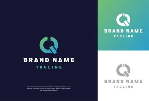 Letter Q Modern Tech Gradient Logo Design Stock Illustration