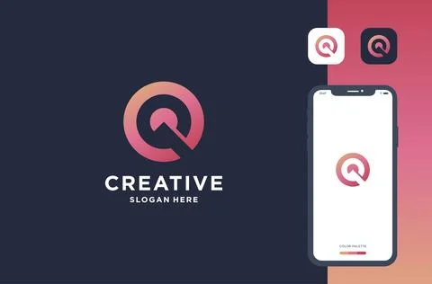 Letter q negative space logo design Stock Illustration
