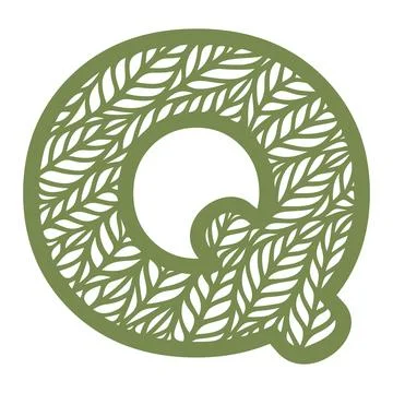 Letter Q with a pattern of leaves.  Stock Illustration