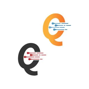 Letter Q  simple  tech logo with circuit lines style icon Stock Illustration